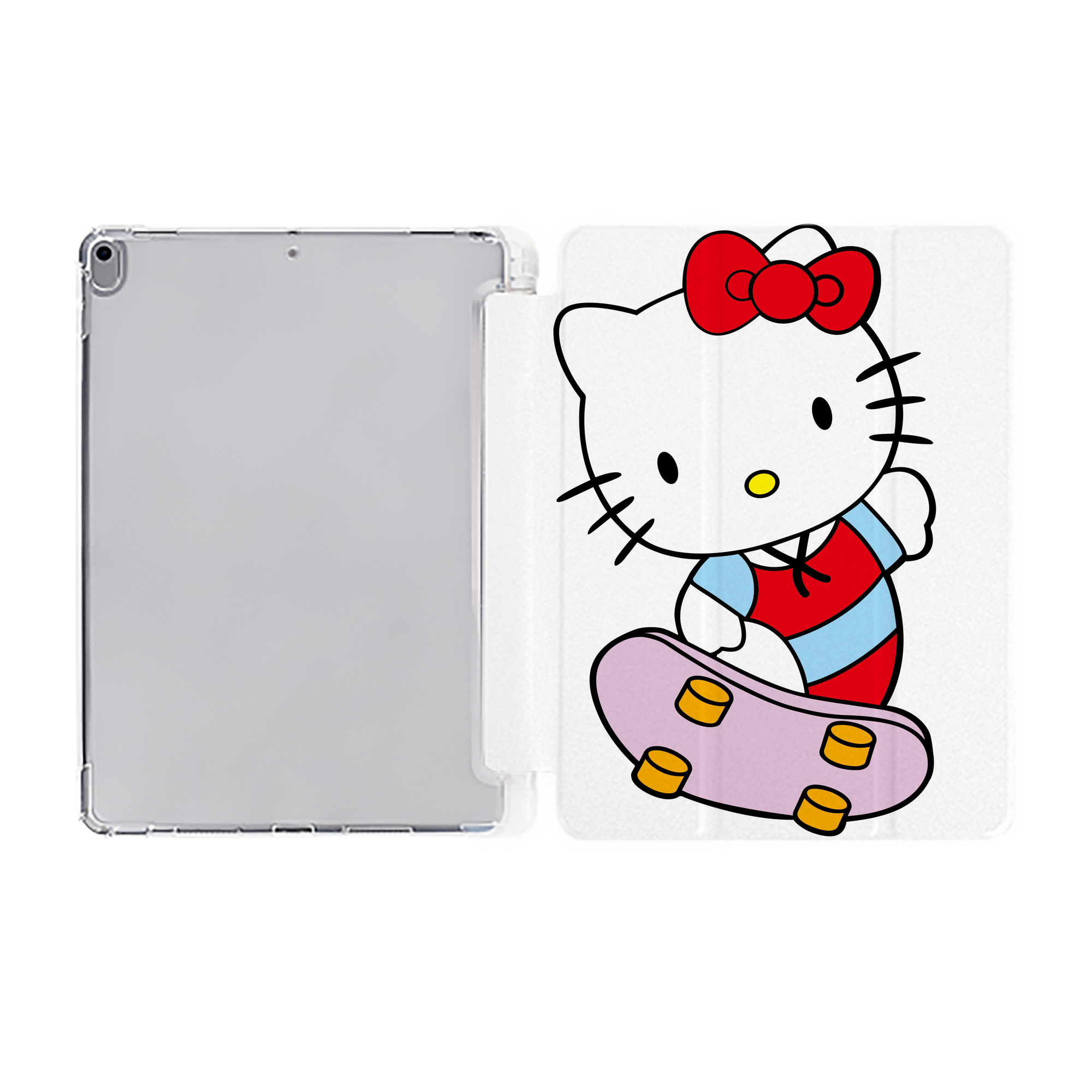 （画像用） Hello Kitty ハローキティ IPad ケース ペン収納付き 三つ折りスタンド PUレザー×シリコン 対応機種9.5/10.5/10.9インチ